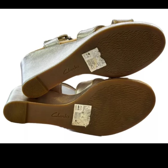 Clarks Tulip Gem Womens Wedge Heel Sandal Metallic Strappy Platform Prom Sz 9 M - Picture 9 of 10